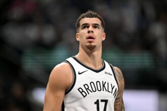 Brooklyn Nets forward Michael Porter Jr. (17) looks on during the second quarter against the Dallas Mavericks at the American Airlines Center.