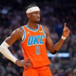 Dec 2, 2025; San Francisco, California, USA; Oklahoma City Thunder guard Shai Gilgeous-Alexander (2) looks towards the team bench during a break in the action against the Golden State Warriors in the first quarter at the Chase Center. Mandatory Credit: Cary Edmondson-Imagn Images