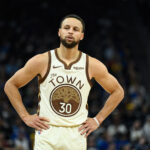 Dec 22, 2025; San Francisco, California, USA; Golden State Warriors guard Stephen Curry (30) looks on against the Orlando Magic in the second quarter at Chase Center. Mandatory Credit: Eakin Howard-Imagn Images