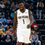 Oct 22, 2025; Memphis, Tennessee, USA; New Orleans Pelicans forward Zion Williamson (1) reacts during the first quarter against the Memphis Grizzlies at FedExForum. Mandatory Credit: Petre Thomas-Imagn Images