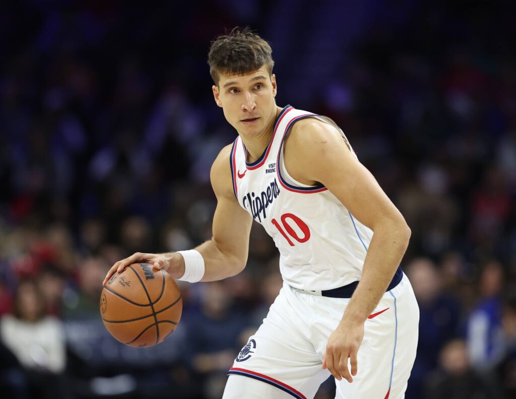 Nov 17, 2025; Philadelphia, Pennsylvania, USA; LA Clippers guard Bogdan Bogdanovic (10) plays against the Philadelphia 76ers during the third quarter at Xfinity Mobile Arena. Mandatory Credit: Bill Streicher-Imagn Images