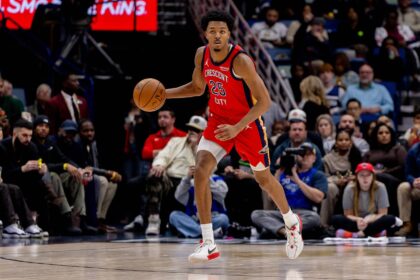Dec 4, 2025; New Orleans, Louisiana, USA; New Orleans Pelicans forward Trey Murphy III (25) brings the ball up court against the Minnesota Timberwolves during the first half at Smoothie King Center. Mandatory Credit: Stephen Lew-Imagn Images