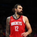 Nov 24, 2025; Phoenix, Arizona, USA; Houston Rockets center Steven Adams (12) against the Phoenix Suns at Mortgage Matchup Center. Mandatory Credit: Mark J. Rebilas-Imagn Images