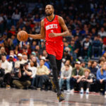 Dec 6, 2025; Dallas, Texas, USA; Houston Rockets forward Kevin Durant (7) brings the ball up the court during the first quarter against the Dallas Mavericks at American Airlines Center. Mandatory Credit: Andrew Dieb-Imagn Images