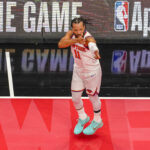 Dec 9, 2025; Toronto, Ontario, CAN; New York Knicks guard Jalen Brunson (11) reacts after scoring against the Toronto Raptors during the first half at the 2025-26 NBA Emirates Cup at Scotiabank Arena. Mandatory Credit: Kevin Sousa-Imagn Images