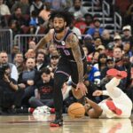 Dec 17, 2025; Chicago, Illinois, USA; Chicago Bulls guard Coby White (0) moves the ball against the Cleveland Cavaliers during the second half at United Center. Mandatory Credit: Matt Marton-Imagn Images