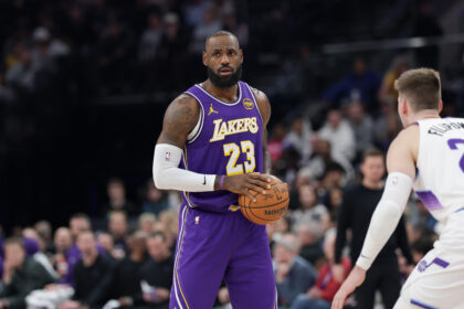 Dec 18, 2025; Salt Lake City, Utah, USA; Los Angeles Lakers forward Lebron James (23) holds the ball during the second quarter against the Utah Jazz at Delta Center. Mandatory Credit: Chris Nicoll-Imagn Images
