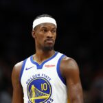 Dec 18, 2025; Phoenix, Arizona, USA; Golden State Warriors forward Jimmy Butler III (10) against the Phoenix Suns at Mortgage Matchup Center. Mandatory Credit: Mark J. Rebilas-Imagn Images