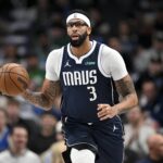 Dallas, Texas, USA; Dallas Mavericks forward Anthony Davis (3) brings the ball up court during the game between the Mavericks and the Nets at the American Airlines Center. Mandatory Credit: Jerome Miron-Imagn Images