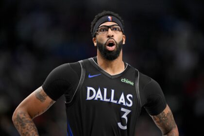 Dallas, Texas, USA; Dallas Mavericks forward Anthony Davis (3) looks on during the second half against the Denver Nuggets at the American Airlines Center. Mandatory Credit: Jerome Miron-Imagn Images