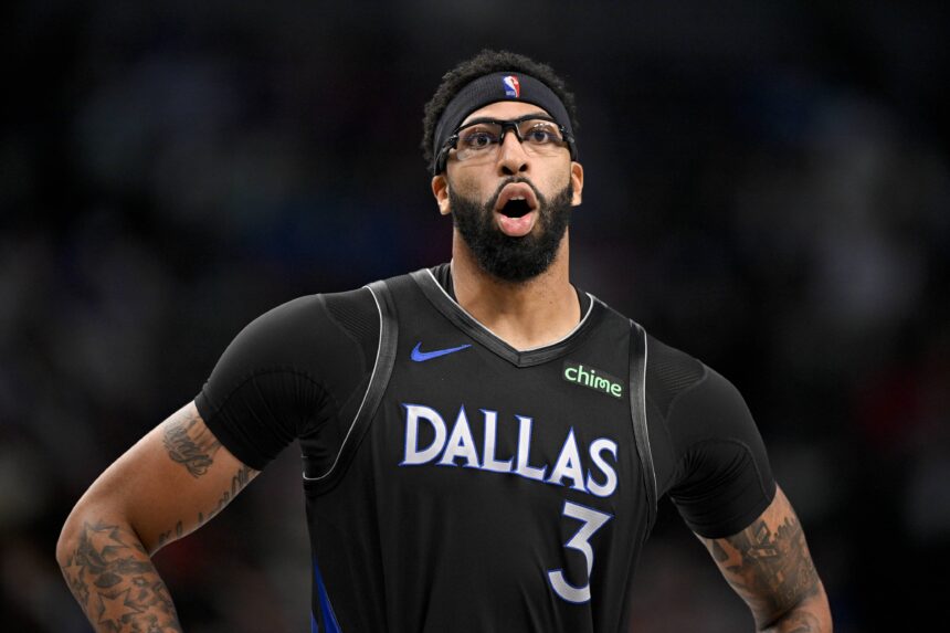 Dallas, Texas, USA; Dallas Mavericks forward Anthony Davis (3) looks on during the second half against the Denver Nuggets at the American Airlines Center. Mandatory Credit: Jerome Miron-Imagn Images