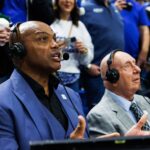 Lexington, Kentucky, USA; Charles Barkley interviews Kentucky Wildcats forward Mouhamed Dioubate after the game against the Indiana Hoosiers at Rupp Arena at Central Bank Center. Mandatory Credit: Jordan Prather-Imagn Images