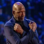 Cleveland, Ohio, USA; NBA great James Worthy is honored for being selected to the NBA 75th Anniversary Team during halftime in the 2022 NBA All-Star Game at Rocket Mortgage FieldHouse. Mandatory Credit: Kyle Terada-Imagn Images