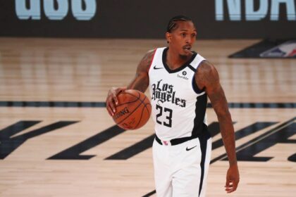 Lake Buena Vista, Florida, USA; LA Clippers guard Lou Williams (23) controls the ball against the Denver Nuggets in the first quarter of a NBA basketball game at AdventHealth Arena. Mandatory Credit: Kim Klement-Imagn Images
