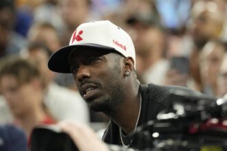 Paris, France; Rich Paul looks on in the second half between France and the United States in the women's gold medal game during the Paris 2024 Olympic Summer Games at Accor Arena. Mandatory Credit: Kyle Terada-Imagn Images