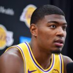 Los Angeles, CA, USA; Los Angeles Lakers forward Rui Hachimura (28) during media day at UCLA Health Training Center. Mandatory Credit: Gary A. Vasquez-Imagn Images