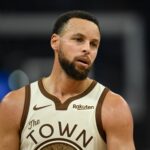 San Francisco, California, USA; Golden State Warriors guard Stephen Curry (30) looks on against the Orlando Magic in the first quarter at Chase Center. Mandatory Credit: Eakin Howard-Imagn Images