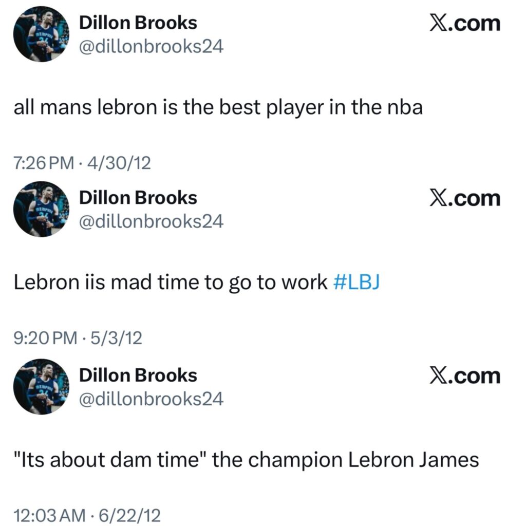 Dillon Brooks Selects His Rival, LeBron James, On His Mount Rushmore