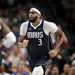 Dec 12, 2025; Dallas, Texas, USA; Dallas Mavericks forward Anthony Davis (3) runs back up the court during the game between the Mavericks and the Nets at the American Airlines Center. Mandatory Credit: Jerome Miron-Imagn Images