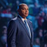 NBA great Charles Barkley is honored for being selected to the NBA 75th Anniversary Team during halftime in the 2022 NBA All-Star Game at Rocket Mortgage FieldHouse.