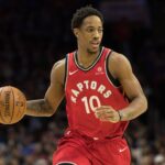 Toronto Raptors guard DeMar DeRozan (10) dribbles against the Philadelphia 76ers during the third quarter at Wells Fargo Center.