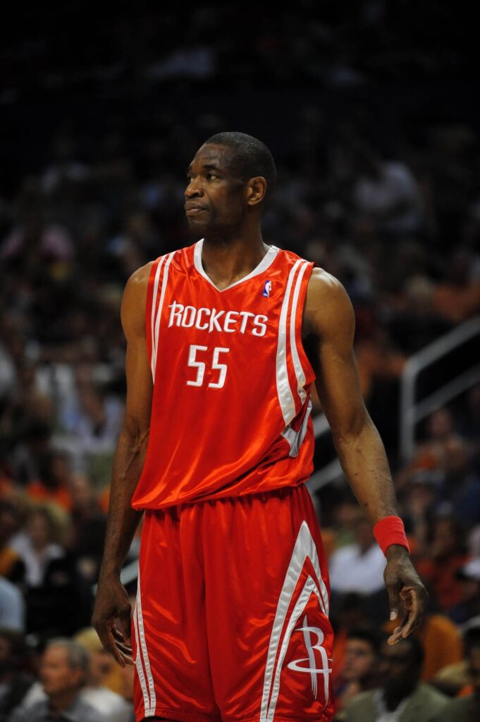 Mar. 22, 2008; Phoenix, AZ, USA; Houston Rockets center (55) Dikembe Mutombo against the Phoenix Suns at the US Airways Center. Mandatory Credit: Mark J. Rebilas-Imagn Images