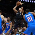 Jan 4, 2026; Phoenix, Arizona, USA; Phoenix Suns forward Dillon Brooks (3) against the Oklahoma City Thunder in the second half at Mortgage Matchup Center. Mandatory Credit: Mark J. Rebilas-Imagn Images