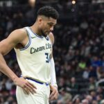 Jan 13, 2026; Milwaukee, Wisconsin, USA; Milwaukee Bucks forward Giannis Antetokounmpo (34) reacts in the second quarter against the Minnesota Timberwolves at Fiserv Forum. Mandatory Credit: Benny Sieu-Imagn Images
