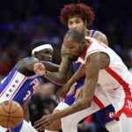 Jan 22, 2026; Philadelphia, Pennsylvania, USA; Houston Rockets forward Kevin Durant (7) looses control of the ball against the Philadelphia 76ers during the second quarter at Xfinity Mobile Arena. Mandatory Credit: Bill Streicher-Imagn Images