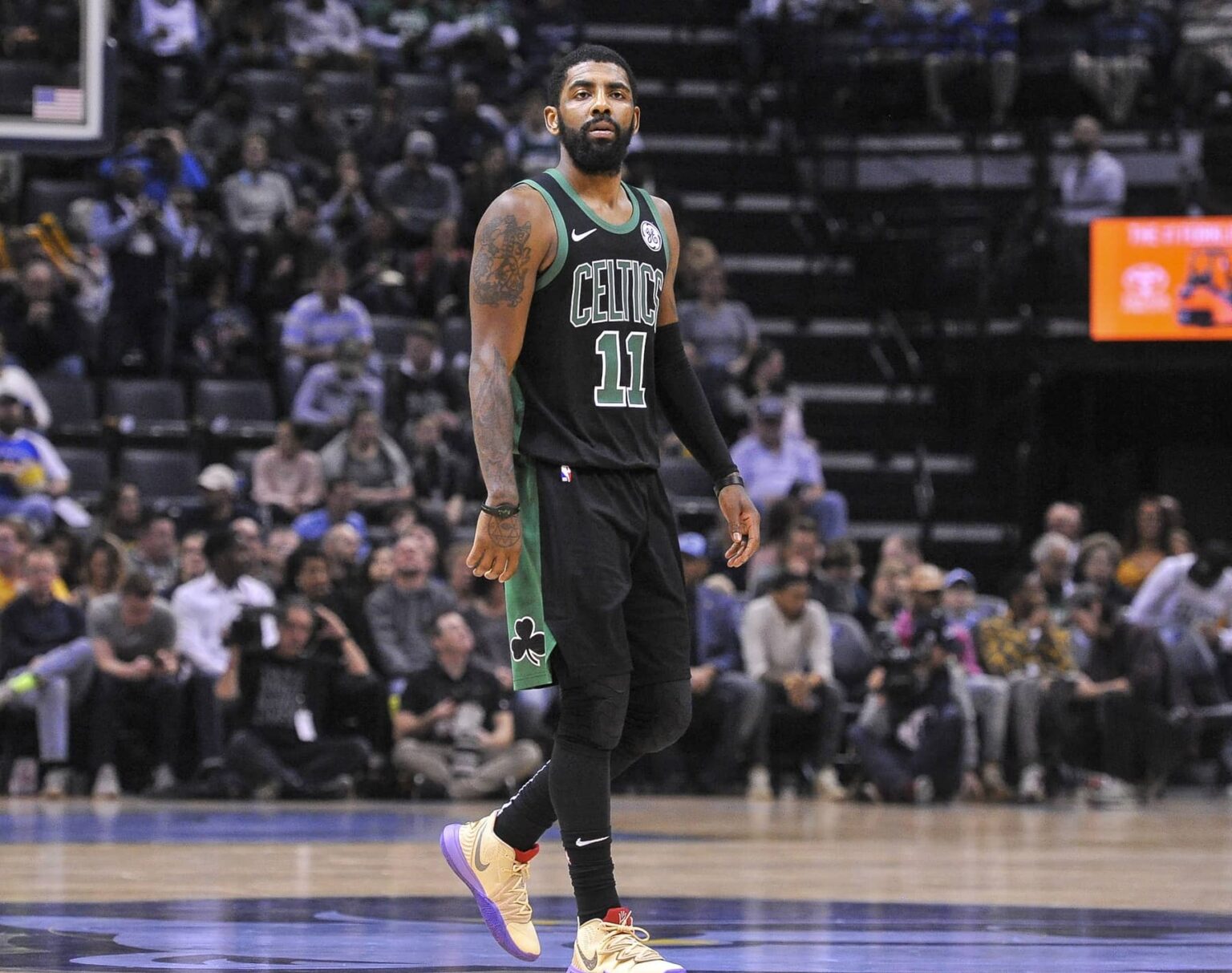 Boston Celtics guard Kyrie Irving (11) during the first half against the Memphis Grizzlies at FedExForum.