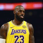 Los Angeles Lakers forward LeBron James (23) against the Phoenix Suns at Mortgage Matchup Center.