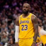 Los Angeles Lakers forward LeBron James (23) reacts after the Sacramento Kings made a three point basket in the third quarter at the Golden 1 Center.