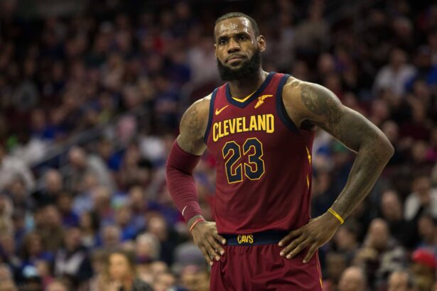Cleveland Cavaliers forward LeBron James (23) during the third quarter against the Philadelphia 76ers at Wells Fargo Center.