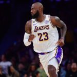 Jan 18, 2026; Los Angeles, California, USA; Los Angeles Lakers forward LeBron James (23) in action against the Toronto Raptors during the second half at Crypto.com Arena. Mandatory Credit: Gary A. Vasquez-Imagn Images