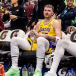 Jan 6, 2026; New Orleans, Louisiana, USA; Los Angeles Lakers forward/guard Luka Doncic (77) sits on a the bench against the New Orleans Pelicans during the second half at Smoothie King Center. Mandatory Credit: Stephen Lew-Imagn Images