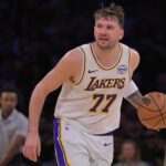Los Angeles Lakers guard Luka Doncic (77) handles the ball in the second half against the Sacramento Kings at Crypto.com Arena.