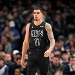 Jan 12, 2026; Dallas, Texas, USA; Brooklyn Nets forward Michael Porter Jr. (17) looks on during the first quarter against the Dallas Mavericks at the American Airlines Center. Mandatory Credit: Jerome Miron-Imagn Images