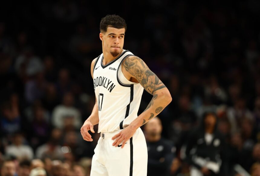 Jan 27, 2026; Phoenix, Arizona, USA; Brooklyn Nets forward Michael Porter Jr. (17) against the Phoenix Suns at Mortgage Matchup Center. Mandatory Credit: Mark J. Rebilas-Imagn Images