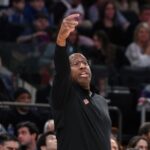 Jan 17, 2026; New York, New York, USA; New York Knicks head coach Mike Brown reacts during the first half against the Phoenix Suns at Madison Square Garden. Mandatory Credit: John Jones-Imagn Images