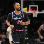Jan 4, 2026; Miami, Florida, USA; Miami Heat guard Norman Powell (24) scored 34 points against the New Orleans Pelicans at Kaseya Center. Mandatory Credit: Jim Rassol-Imagn Images