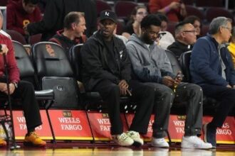 Nov 29, 2023; Los Angeles, California, USA Rich Paul attends the game between the Southern California Trojans and the Eastern Washington Eagles at the Galen Center. Mandatory Credit: Kirby Lee-Imagn Images