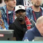 Sports agent Rich Paul looks on in the second half of the men’s basketball quarterfinal game between the United States and Brazil during the Paris 2024 Olympic Summer Games at Accor Arena.
