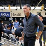 Sep 25, 2025; El Segundo, CA, USA; Los Angeles Lakers general manager Rob Pelinka leaves a press conference to preview the 2025-26 season at UCLA Health Training Center. Mandatory Credit: William Liang-Imagn Images