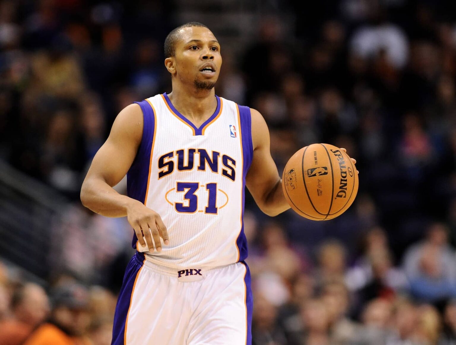 Phoenix Suns guard Sebastian Telfair (31) drives the ball up the court during the game against the Utah Jazz in the first half at US Airways Center. The Jazz defeated the Suns 87-80.