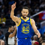 Jan 3, 2026; San Francisco, California, USA; Golden State Warriors guard Stephen Curry (30) reacts during the third quarter against the Utah Jazz at Chase Center. Mandatory Credit: John Hefti-Imagn Images