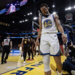 Jan 11, 2026; San Francisco, California, USA; Golden State Warriors guard Stephen Curry (30) grimaces after being fouled by the Atlanta Hawks during the fourth quarter at Chase Center. Mandatory Credit: D. Ross Cameron-Imagn Images