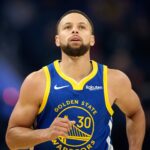 Golden State Warriors guard Stephen Curry (30) runs back on defense against the Minnesota Timberwolves during the first quarter at Chase Center.