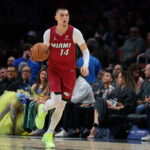 Jan 13, 2026; Miami, Florida, USA; Miami Heat guard Tyler Herro (14) dribbles the basketball against the Phoenix Suns during the first quarter at Kaseya Center. Mandatory Credit: Sam Navarro-Imagn Images