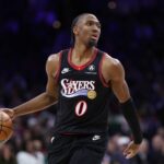 Dec 20, 2025; Philadelphia, Pennsylvania, USA; Philadelphia 76ers guard Tyrese Maxey (0) dribbles the ball against the Dallas Mavericks during the fourth quarter at Xfinity Mobile Arena. Mandatory Credit: Bill Streicher-Imagn Images