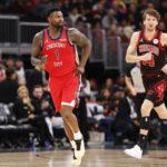 Dec 14, 2025; Chicago, Illinois, USA; New Orleans Pelicans forward Zion Williamson (1) reacts after scoring against the Chicago Bulls during the first half at United Center. Mandatory Credit: Kamil Krzaczynski-Imagn Images